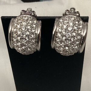 Swarovski Silver Crystal Earrings Clip On 1275
